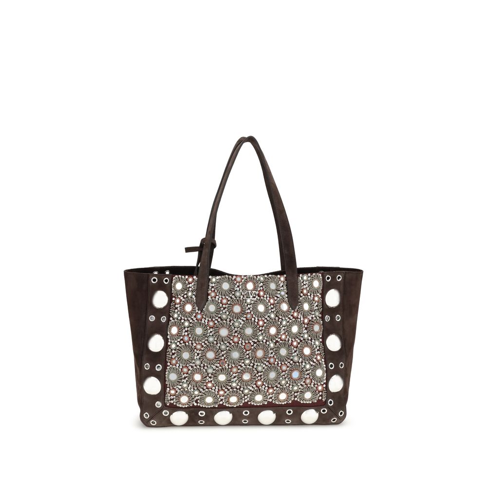 Valentino Garavani Braune Kalbshaut Bos Taurus Schultertasche